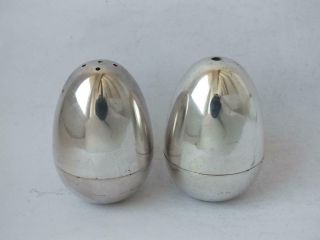 Stylish Egg - Shape Solid Sterling Silver Salt & Pepper Pots 1978/ H 6.  2 cm/ 131 g 4