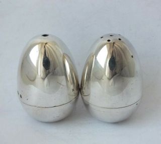 Stylish Egg - Shape Solid Sterling Silver Salt & Pepper Pots 1978/ H 6.  2 cm/ 131 g 5