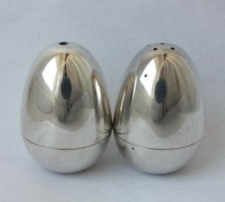 Stylish Egg - Shape Solid Sterling Silver Salt & Pepper Pots 1978/ H 6.  2 cm/ 131 g 6