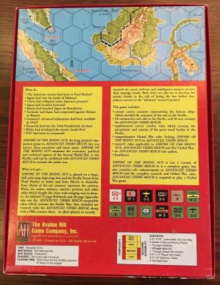 Empire Of The Rising Sun Avalon Hill Vintage Game Unpunched 2