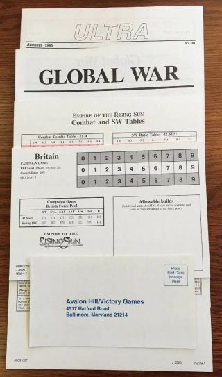 Empire Of The Rising Sun Avalon Hill Vintage Game Unpunched 6