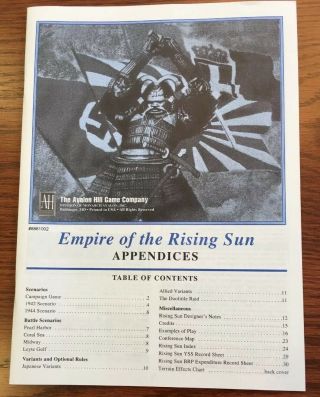Empire Of The Rising Sun Avalon Hill Vintage Game Unpunched 8