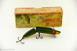 Vintage Heddon Dowagiac Jointed Vamp Lure In Down Bass Box Green Scale Et1