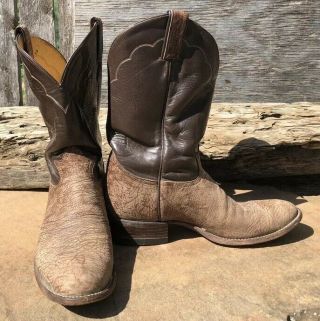 Vintage Tony Lama Brown Distressed Leather Western Cowboy Boots Men’s Sz 9d Euc