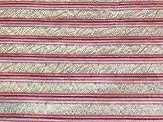 Vintage Seersucker Fabric White W/ Pink Stripes Cotton 10 1/2 Yd 44 " Wide Zgc