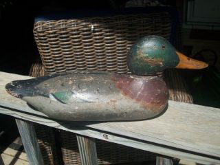 Antique Solid Wood Duck Decoy,  Unique Vintage,  Great Colors