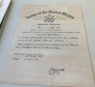 U.  S.  Army Honorable Discharge Certificate (prisoner Of War Overhead Det.  2019)