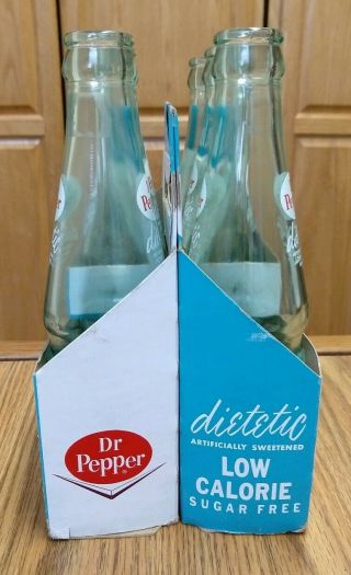 Vintage Dr.  Pepper Dietetic 6 Pack,  6 1/2 Oz.  Glass Bottles (6) RARE 2