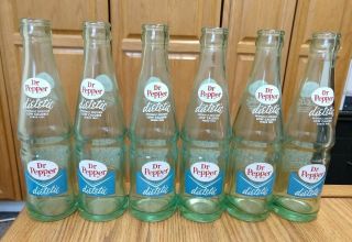 Vintage Dr.  Pepper Dietetic 6 Pack,  6 1/2 Oz.  Glass Bottles (6) RARE 5