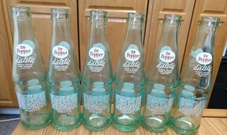 Vintage Dr.  Pepper Dietetic 6 Pack,  6 1/2 Oz.  Glass Bottles (6) RARE 6