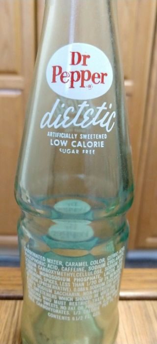Vintage Dr.  Pepper Dietetic 6 Pack,  6 1/2 Oz.  Glass Bottles (6) RARE 8