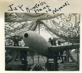 Org Wwii Photo: Us Snapshot Of Japanese Kamikaze Ohka Jet In Nagasaki