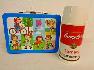 1973 Vintage Universal Vacuum Campbell Soup Kids Metal Lunchbox With Thermos