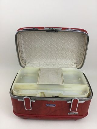 Vintage American Tourister Escort Red Make Up Case Train Luggage Vanity Tray 60s 2