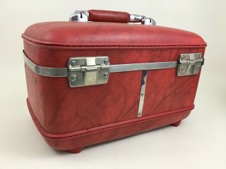 Vintage American Tourister Escort Red Make Up Case Train Luggage Vanity Tray 60s 5