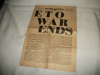 Wwii Stars And Stripes Eto War Ends May 8,  1945 Vol 1 Issue 1 Southern Germ.