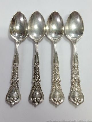 Sterling Silver Florentine Tiffany & Co Antique 4pc Demitasse Spoon Set