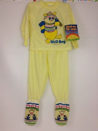 Vintage 1984 Hasbro Wormser Toddler 2t Glo Bug 2pc Pajamas Pj 