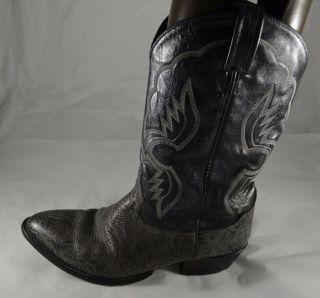 Mens Vintage VTG TONY LAMA Black Gray Elephant Cowboy Boots Size 11 EE Wide 2