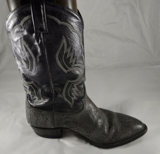 Mens Vintage VTG TONY LAMA Black Gray Elephant Cowboy Boots Size 11 EE Wide 3