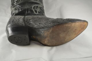 Mens Vintage VTG TONY LAMA Black Gray Elephant Cowboy Boots Size 11 EE Wide 4