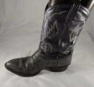 Mens Vintage VTG TONY LAMA Black Gray Elephant Cowboy Boots Size 11 EE Wide 5