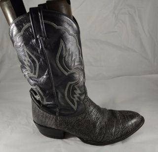 Mens Vintage VTG TONY LAMA Black Gray Elephant Cowboy Boots Size 11 EE Wide 6