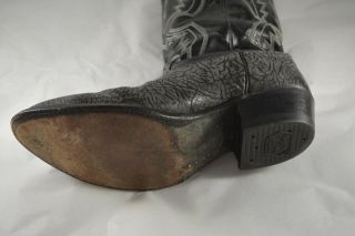 Mens Vintage VTG TONY LAMA Black Gray Elephant Cowboy Boots Size 11 EE Wide 7