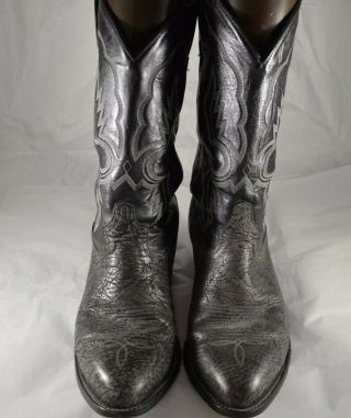 Mens Vintage VTG TONY LAMA Black Gray Elephant Cowboy Boots Size 11 EE Wide 8