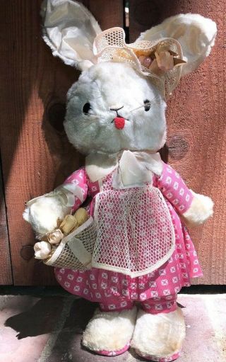 Vintage J.  Swedlin Gund Rabbit Bunny Dressed With Flowers Very Mollykin