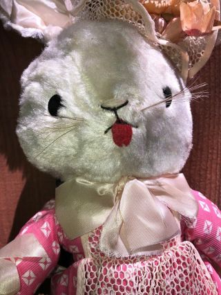 Vintage J.  Swedlin GUND RABBIT BUNNY Dressed With Flowers Very Mollykin 4