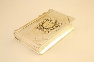 Vtg Tobacco Dunhill Silver - Plate Brass Book Shape Cigarette Case Mini Holder Box