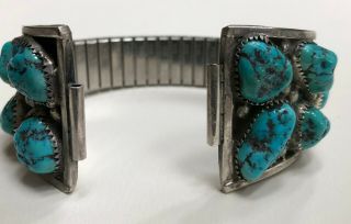 VINTAGE NAVAJO NATIVE AMERICAN INDIAN SILVER and TURQUOISE WATCH BAND unsigned 5