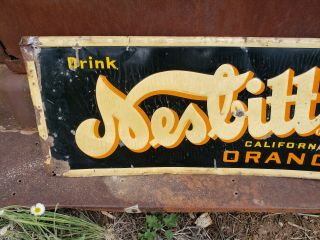 1940s Vintage Nesbitt ' s Orange Soda Old Embossed Tin Sign advertising pop 2