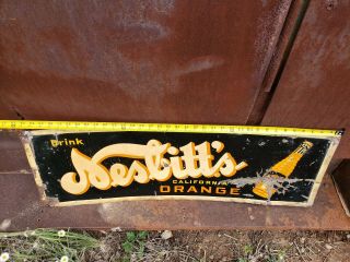 1940s Vintage Nesbitt ' s Orange Soda Old Embossed Tin Sign advertising pop 5