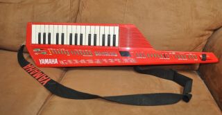 Vintage Red Yamaha Keytar Shs - 10 Fm Digital Keyboard With Midi & Strap