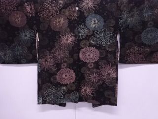 67498 Japanese Kimono / Vintage Haori / Woven Kiku Chrysanthemum
