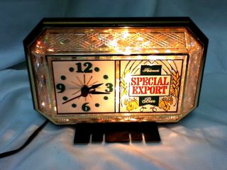 Special Export beer sign lighted back bar clock crystal cut glass vintage topper 2