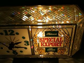 Special Export beer sign lighted back bar clock crystal cut glass vintage topper 4
