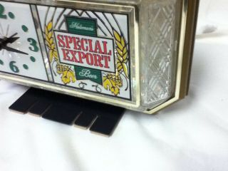 Special Export beer sign lighted back bar clock crystal cut glass vintage topper 5