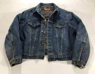 Vintage Retro Levis Big E Lined Denim Jacket Mens L/xl 23.  5”pit - Pit/ Distressed
