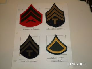 Vintage Wwii Patches Corporal Marines Tech 3 Sergeant Tech 5 Corporal Priv 1st