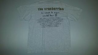 The Cranberries VTG 1994/1995 No Need To Argue World Tour Shirt Large 4