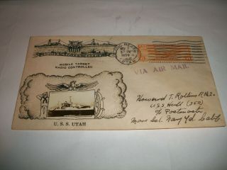 1936 Wwii Ww2 Us Navy Uss Utah (bb - 31) Picture Cover Envelope Pearl Harbor