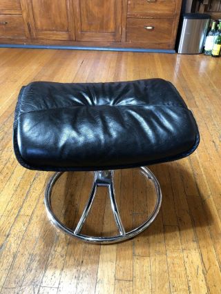 Vintage Ekornes Stressless Chair Ottoman Chrome & Leather