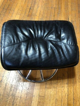 Vintage Ekornes Stressless Chair Ottoman Chrome & Leather 2