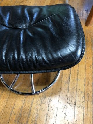 Vintage Ekornes Stressless Chair Ottoman Chrome & Leather 4