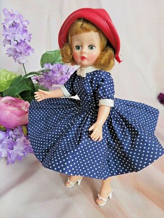 VINTAGE MME Alexander hi color CISSETTE DOLL tagged POLKA DOT Lucy DRESS red hat 5