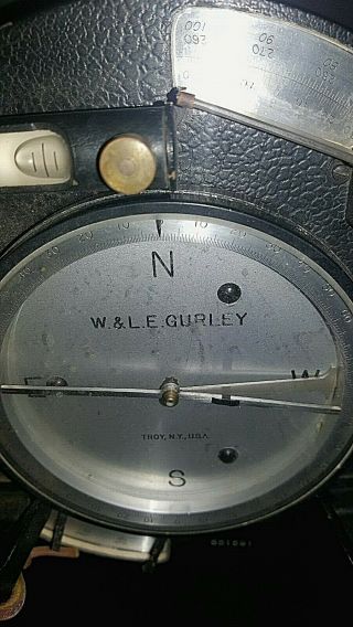 Vintage W&LE Gurley Survey Transit Scope In Case With Tri - Pod & Tools 6