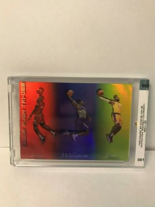 Zion Williamson Tri - Gem 1 Of 1 Refractor Feat Mj/lebron Rare Sealed&numbered